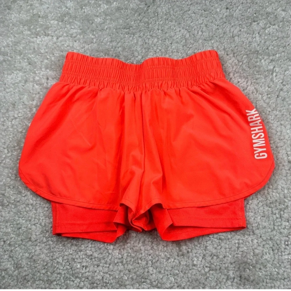 Gymshark Women's Pulse Mid Rise Shorts - in Coral - Picture 6 of 7